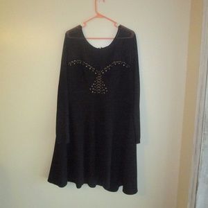 Mesh Long Sleeve Black Dress By Torrid